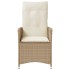 Sillones reclinables de jardín con cojines beige 2 uds ratán