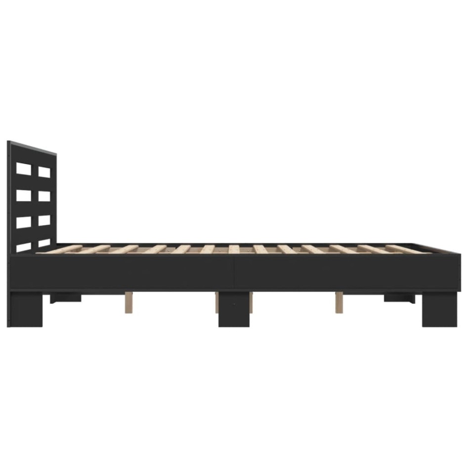 Estructura de cama madera de ingeniería y metal negro