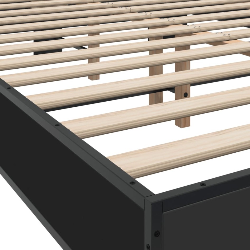 Estructura de cama madera de ingeniería y metal negro
