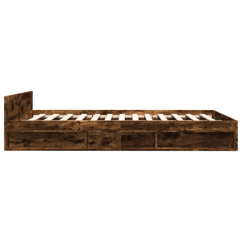 Cama con cajones madera de ingeniería roble ahumado 140x200