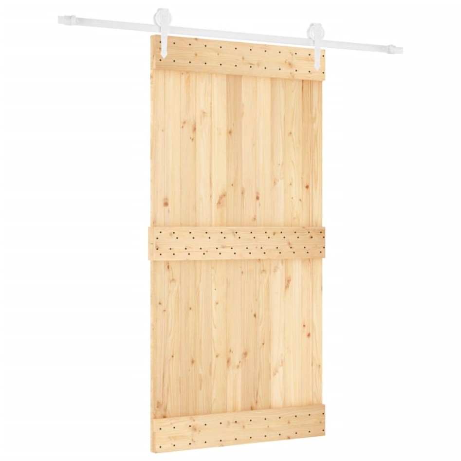 Puerta corredera con herrajes madera maciza de pino 100x210