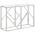 Mesa consola acero inoxidable plateado y vidrio