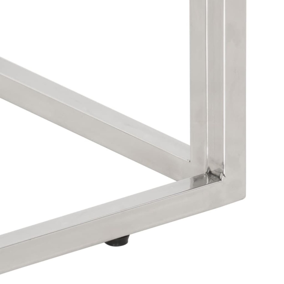 Mesa consola acero inoxidable plateado y vidrio