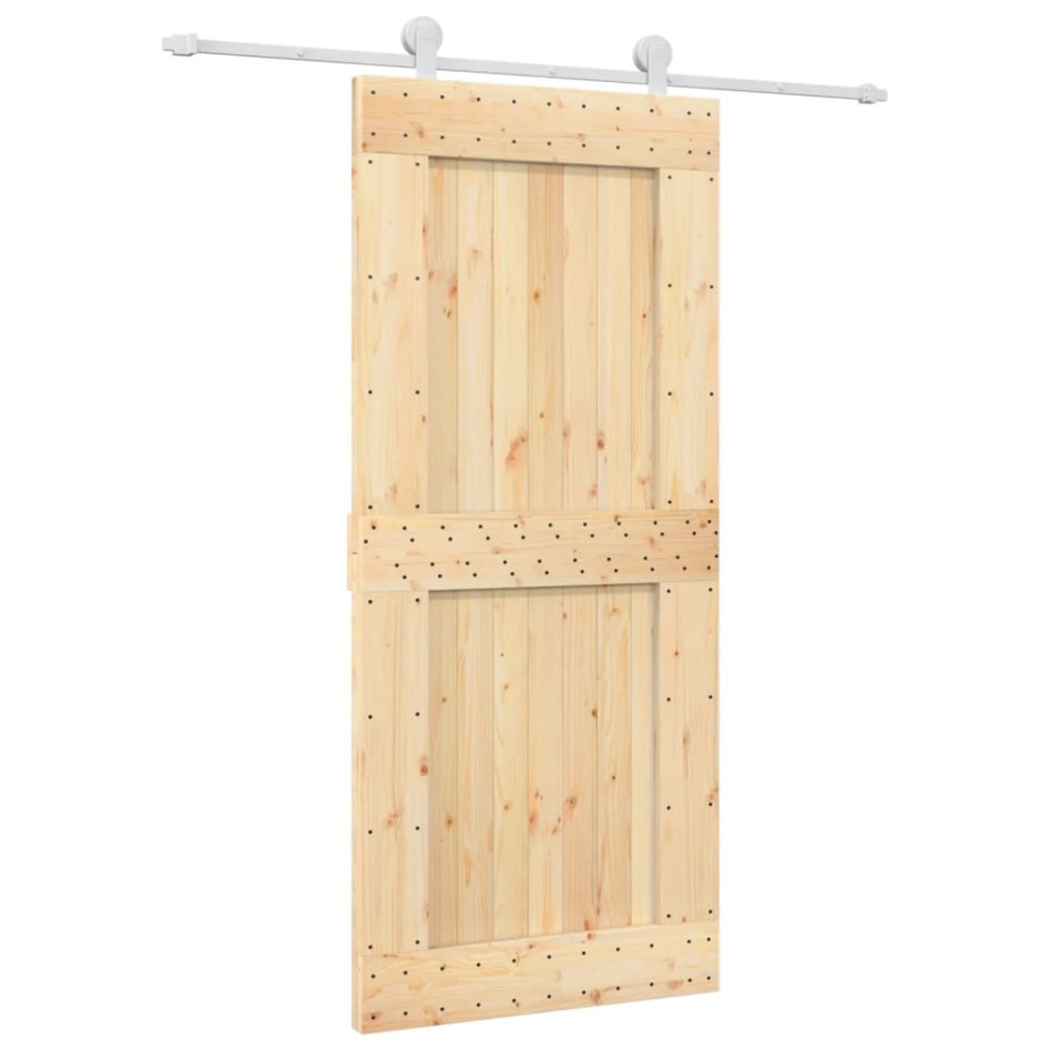 Puerta corredera con herrajes madera maciza de pino 90x210