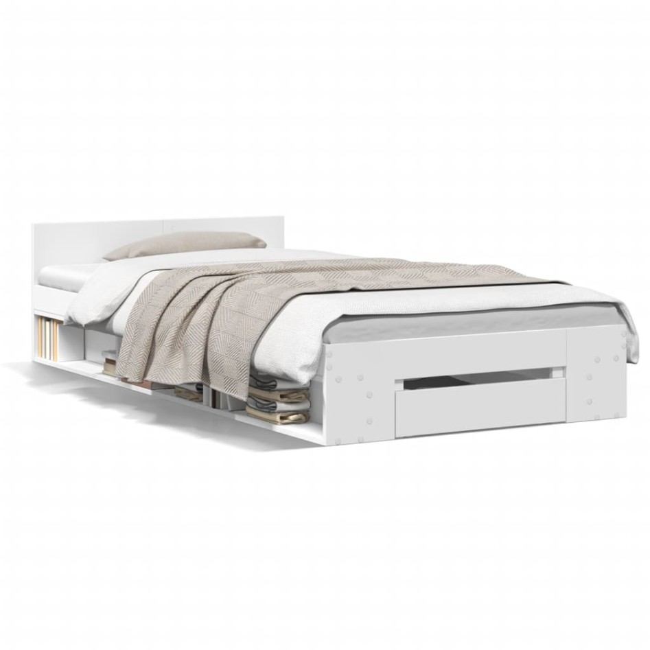 Cama con cajón madera de ingeniería blanco 100x200