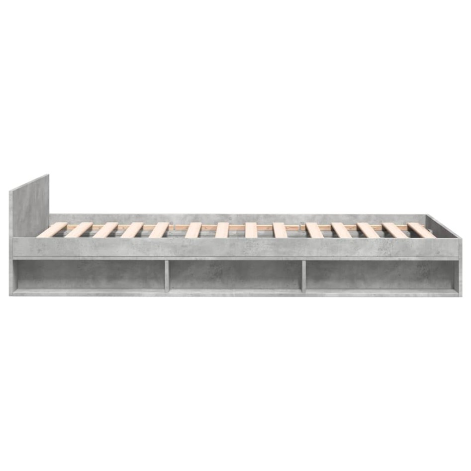 Cama con cajón madera de ingeniería gris hormigón 90x200