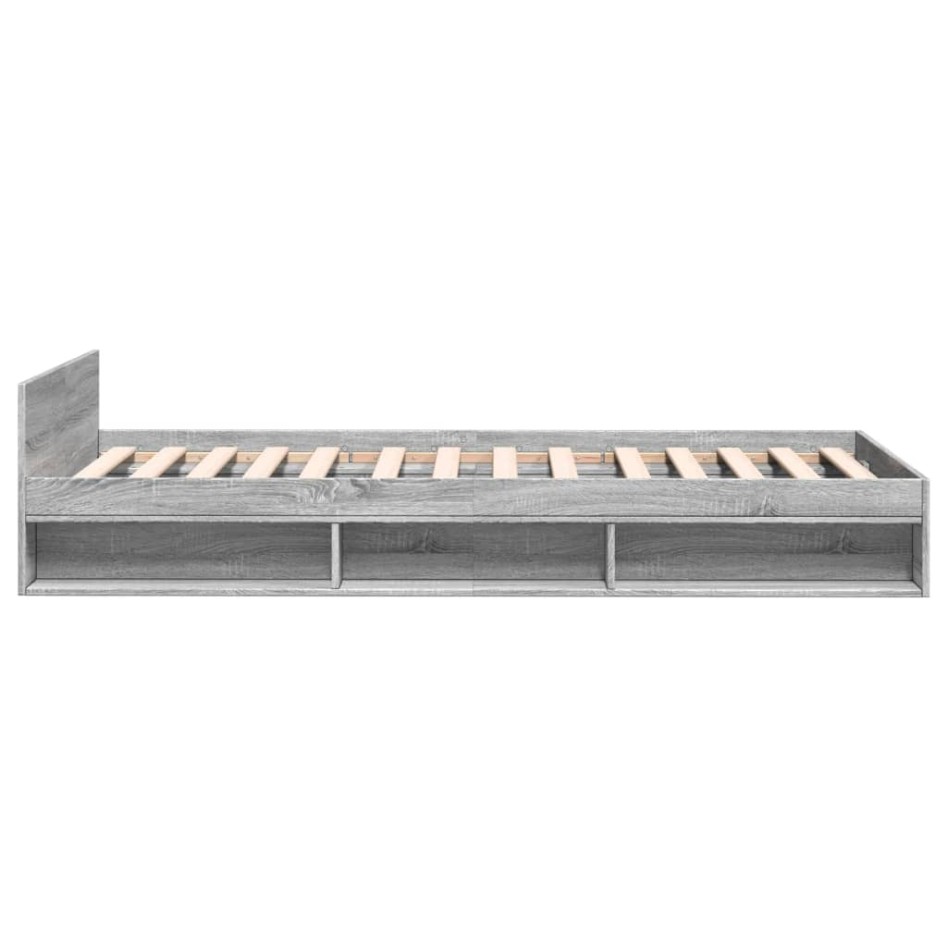 Cama con cajón madera de ingeniería gris Sonoma 90x200