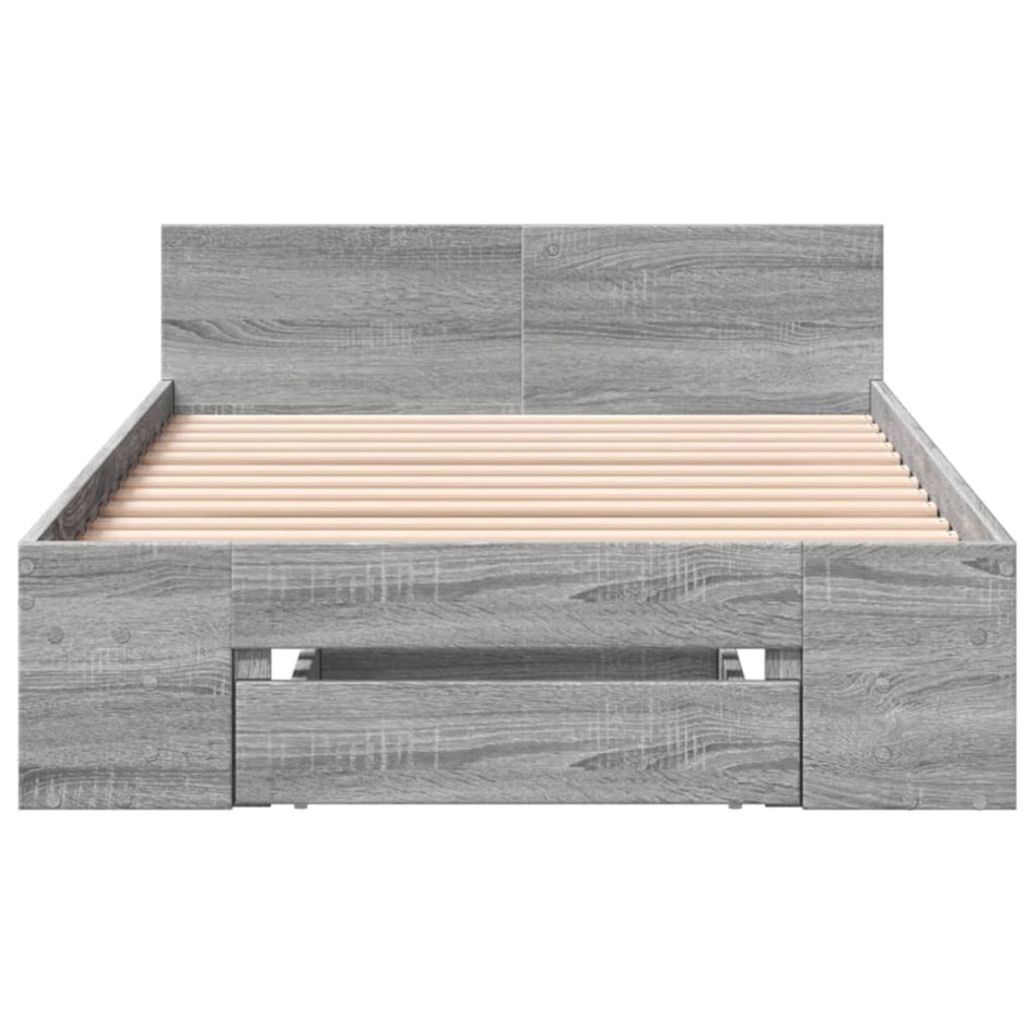 Cama con cajón madera de ingeniería gris Sonoma 75x190