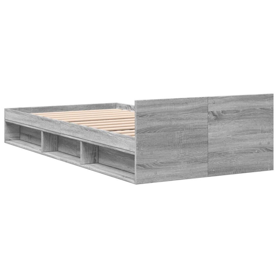 Cama con cajón madera de ingeniería gris Sonoma 75x190