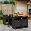 Set de muebles jardín 5 pzas con cojines ratán sintético negro
