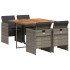 Set comedor de jardín 5 piezas con cojines ratán sintético