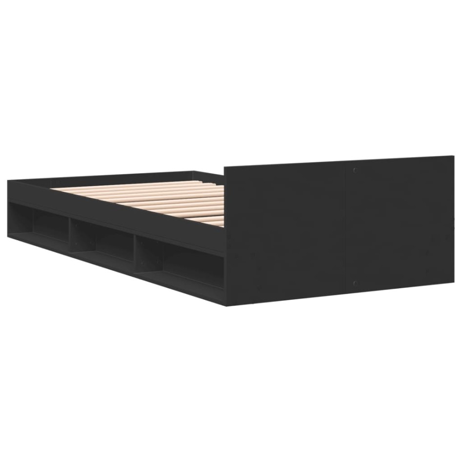 Cama con cajón madera de ingeniería negro 90x190