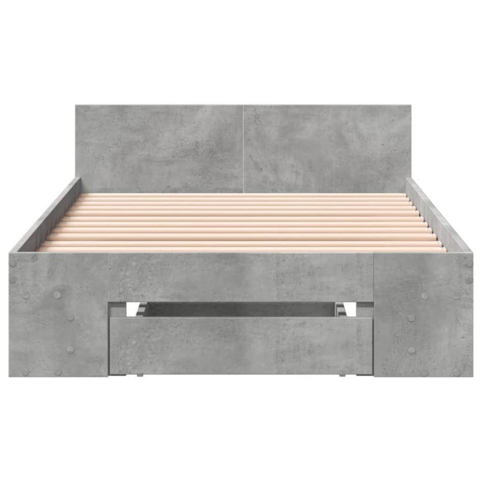 Cama con cajón madera de ingeniería gris hormigón 90x190