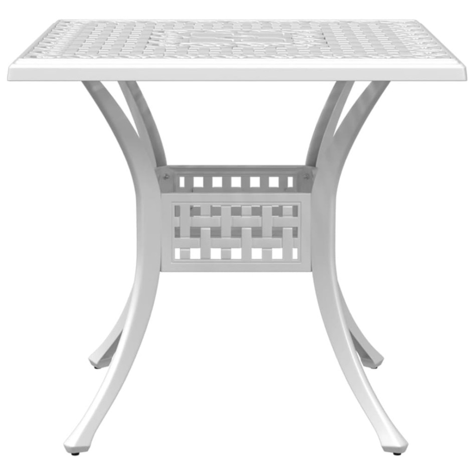 Mesa de jardín aluminio fundido blanco 80x80x75