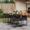 Set de muebles jardín 5 pzas con cojines ratán sintético negro