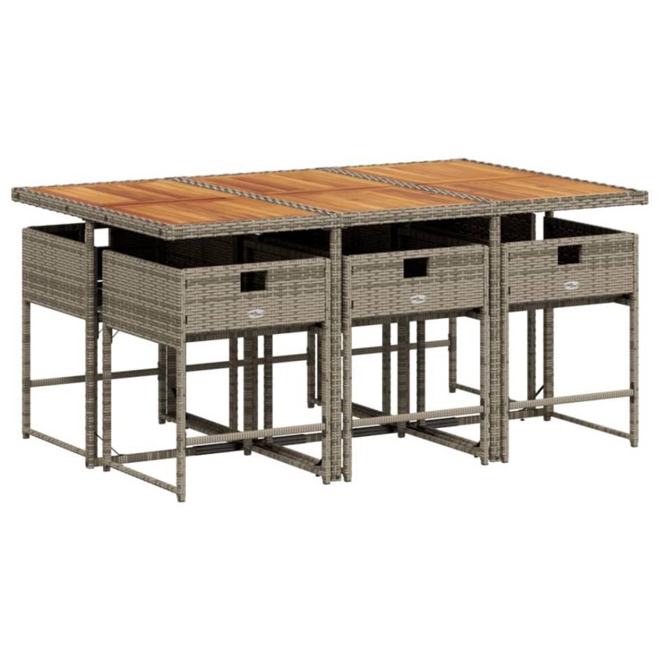 Set comedor jardín 7 pzas y cojines ratán sintético