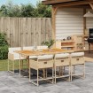 Set comedor de jardín 7 pzas con cojines ratán sintético beige