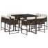 Set comedor para jardín 9 pzas y cojines ratán sintético
