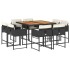 Set de comedor de jardín 9 pzas y cojines ratán sintético