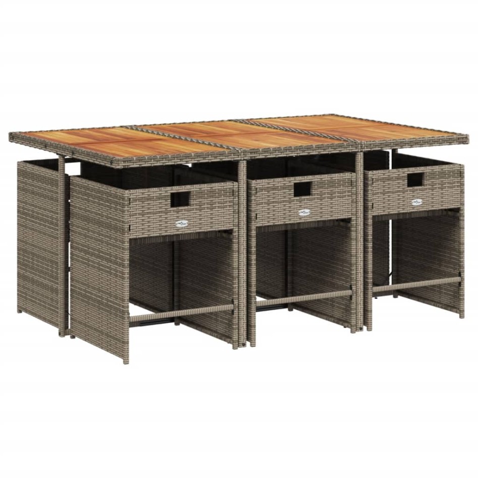 Set comedor jardín 7 pzas y cojines ratán sintético