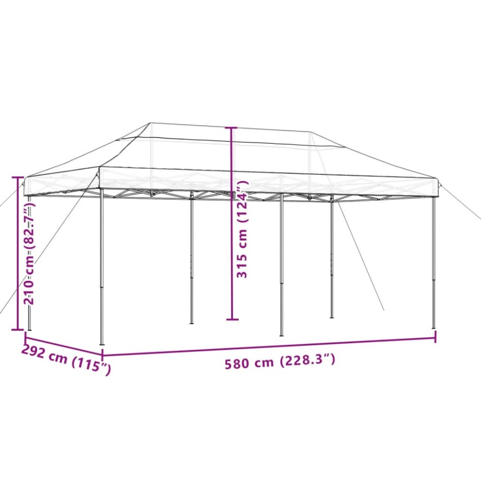 Tienda de fiesta plegable Pop-Up negra 580x292x315