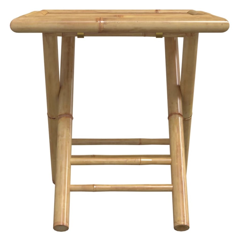 Juego bistró plegable con cojines 3 pzas bambú blanco