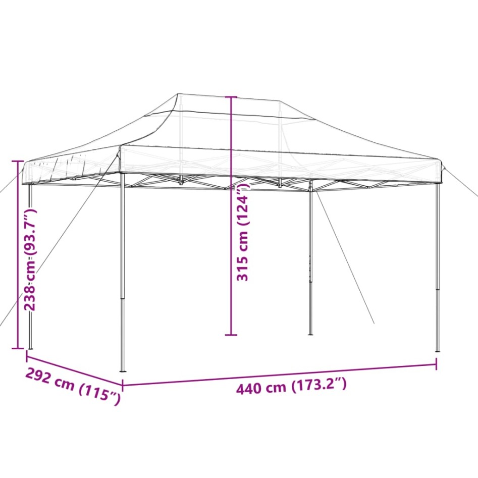 Tienda de fiesta plegable Pop-Up burdeos 440x292x315
