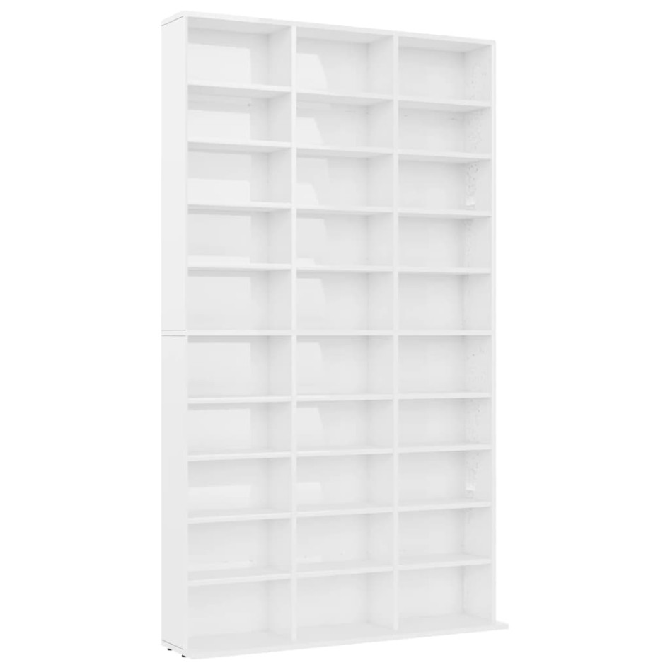 Armario CDs madera contrachapada blanco brillo 102x16x177,5