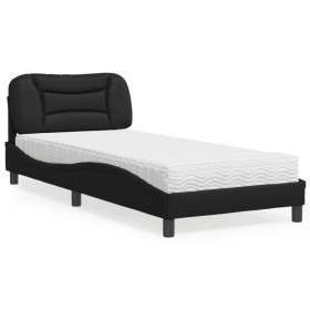 Cama con colchón cuero sintético negro 80x200
