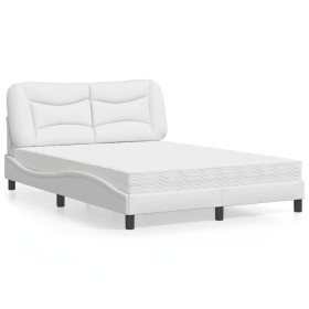 Cama con colchón cuero sintético blanco 140x190