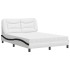 Cama con colchón cuero sintético blanco y negro 140x200