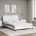 Cama con colchón cuero sintético blanco y negro 140x200