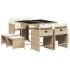 Set comedor de jardín 9 pzas con cojines ratán sintético