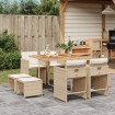 Set comedor de jardín 9 pzas con cojines ratán sintético beige
