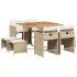 Set comedor de jardín 9 pzas con cojines ratán sintético