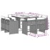 Set comedor para jardín 9 pzas y cojines ratán sintético