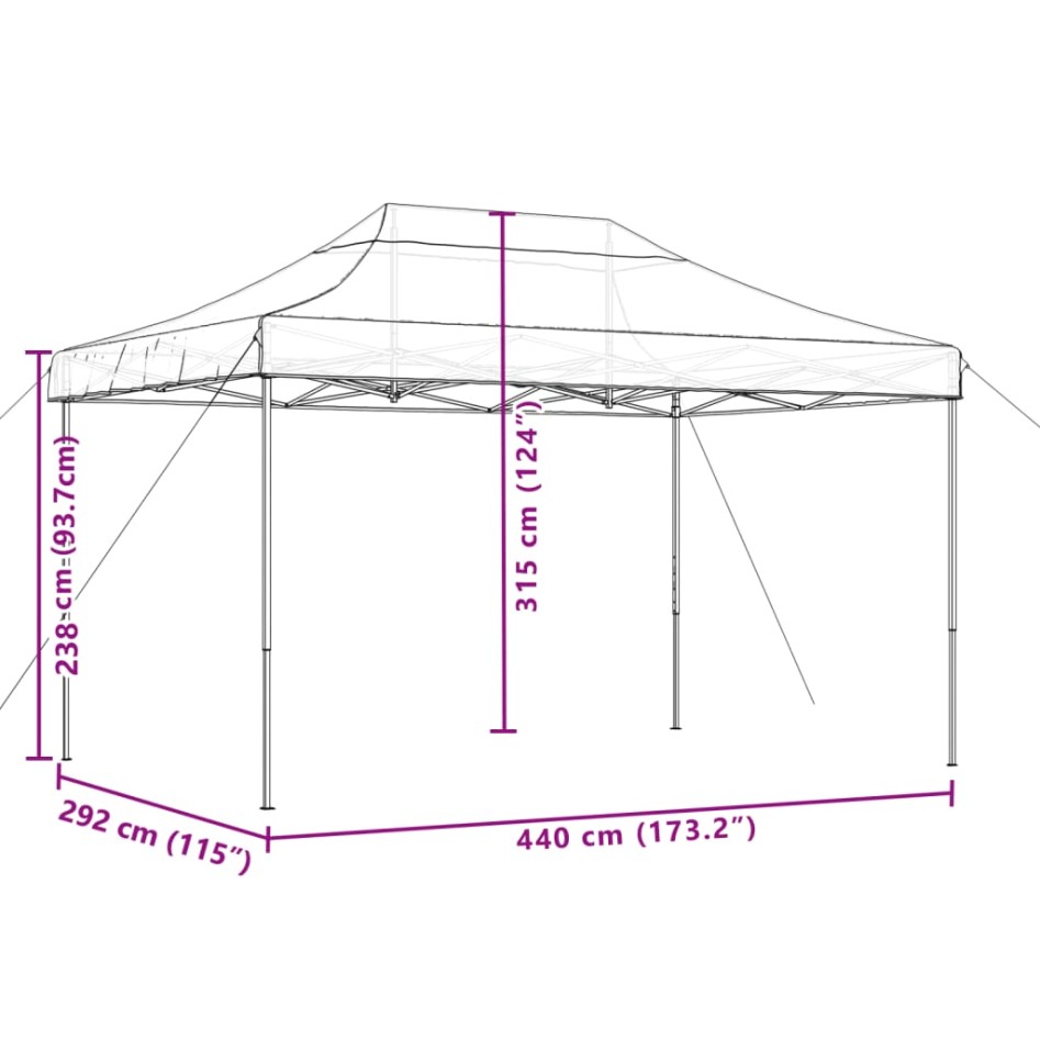 Tienda de fiesta plegable Pop-Up naranja 440x292x315