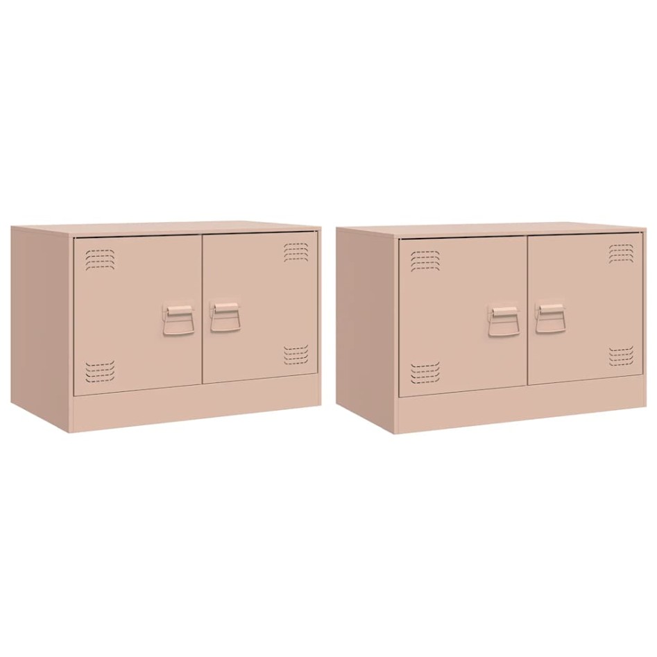 Muebles para TV 2 unidades acero rosa 67x39x44