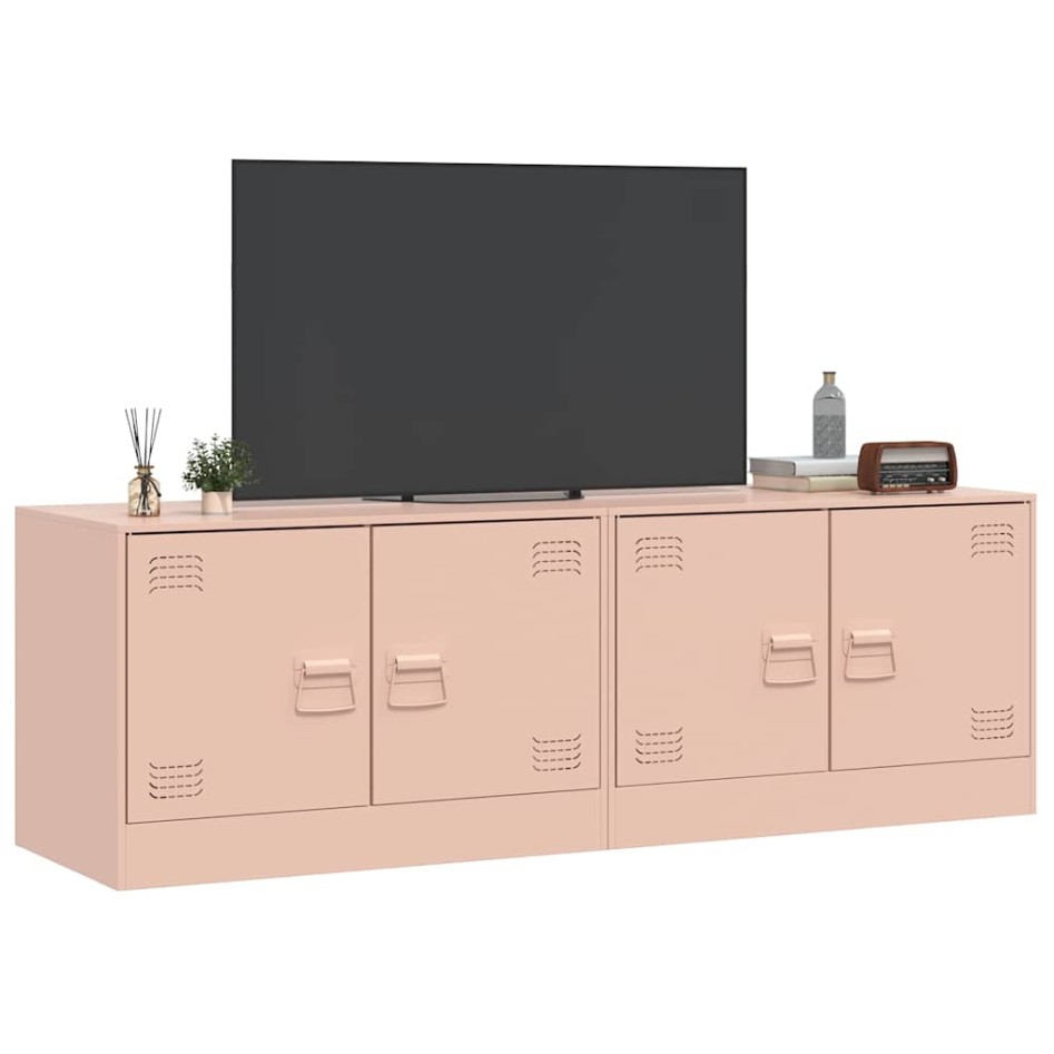 Muebles para TV 2 unidades acero rosa 67x39x44