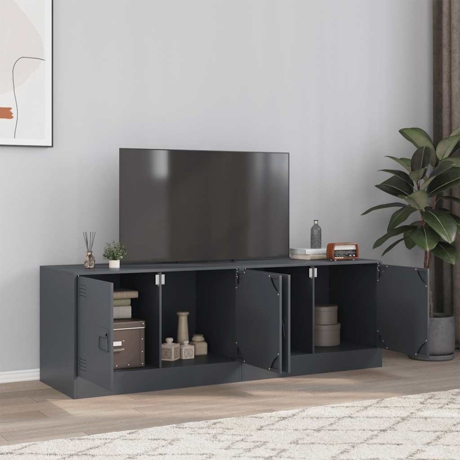 Muebles para TV 2 unidades acero gris antracita 67x39x44
