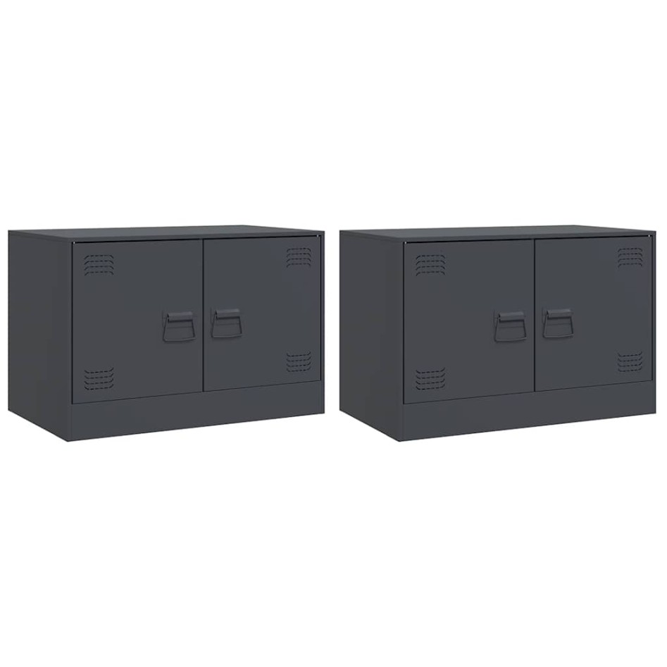 Muebles para TV 2 unidades acero gris antracita 67x39x44