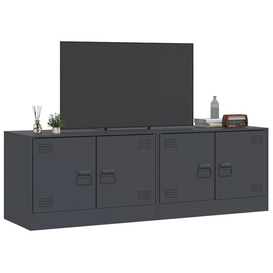 Muebles para TV 2 unidades acero gris antracita 67x39x44
