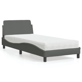 Cama con colchón tela gris oscuro 90x190