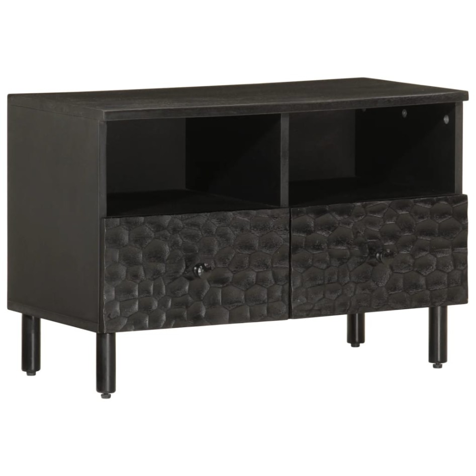 Mueble de TV madera maciza de mango negro 70x33x46
