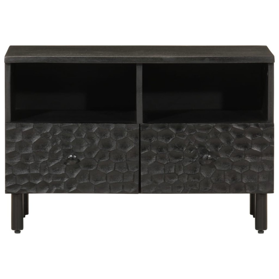 Mueble de TV madera maciza de mango negro 70x33x46