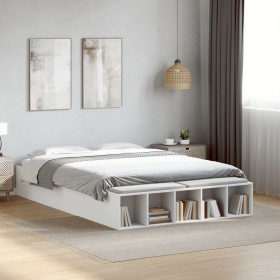 Estructura de cama madera de ingeniería blanca 135x190