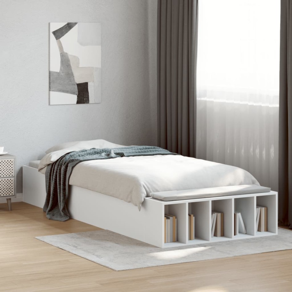 Estructura de cama madera de ingeniería blanca 75x190
