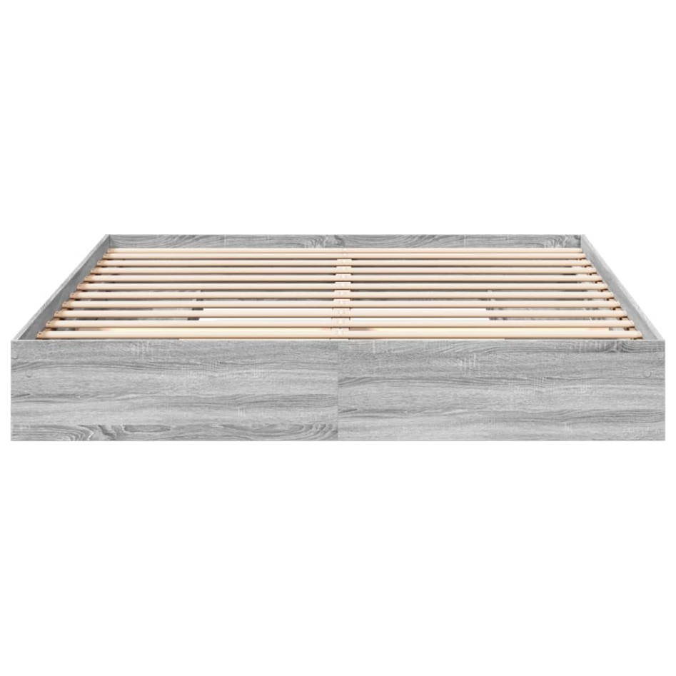 Cama con cajones madera ingeniería gris Sonoma 200x200