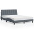 Cama con colchón terciopelo gris oscuro 140x200
