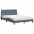 Cama con colchón terciopelo gris oscuro 140x200